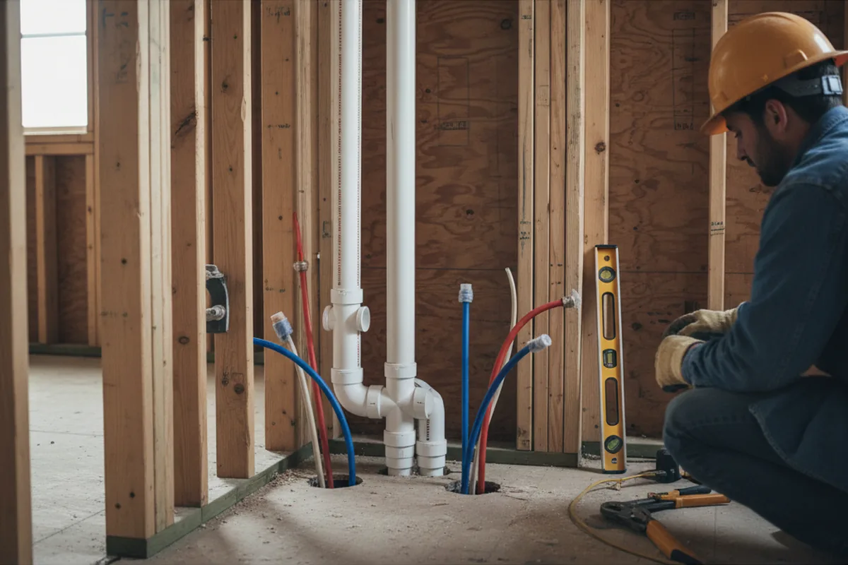 Drain and supply rough-in during Leak Detection in Apple Grove